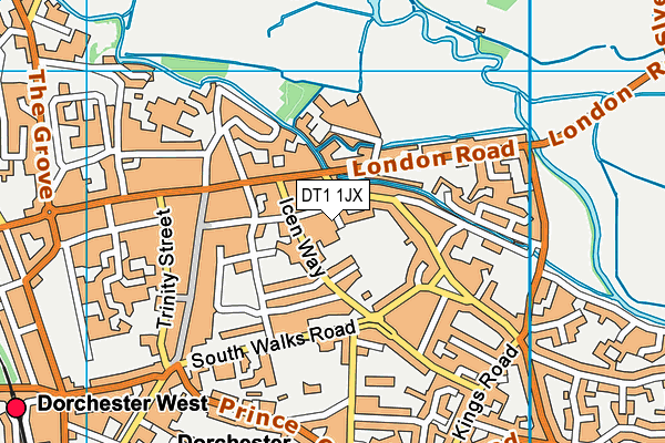 DT1 1JX map - OS VectorMap District (Ordnance Survey)
