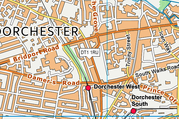 DT1 1RU map - OS VectorMap District (Ordnance Survey)