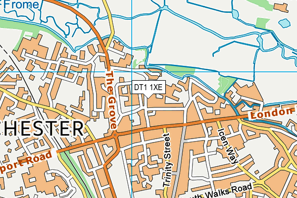 DT1 1XE map - OS VectorMap District (Ordnance Survey)
