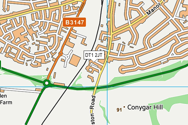 DT1 2JT map - OS VectorMap District (Ordnance Survey)