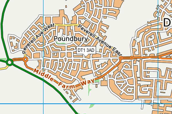 DT1 3AD map - OS VectorMap District (Ordnance Survey)