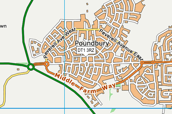 DT1 3RZ map - OS VectorMap District (Ordnance Survey)