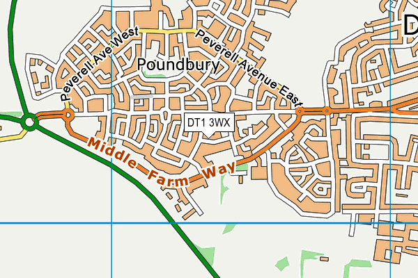DT1 3WX map - OS VectorMap District (Ordnance Survey)
