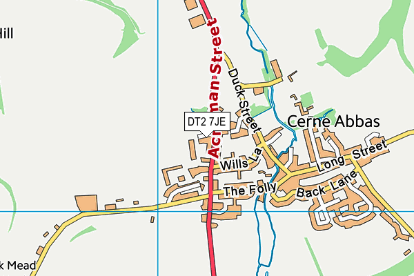 DT2 7JE map - OS VectorMap District (Ordnance Survey)
