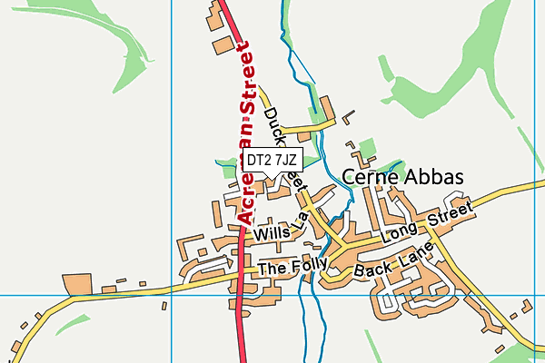 DT2 7JZ map - OS VectorMap District (Ordnance Survey)