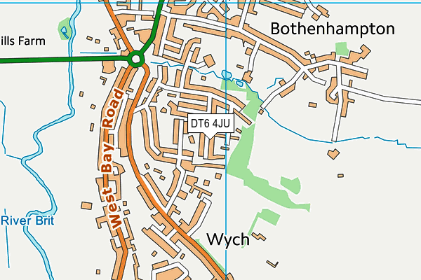 DT6 4JU map - OS VectorMap District (Ordnance Survey)