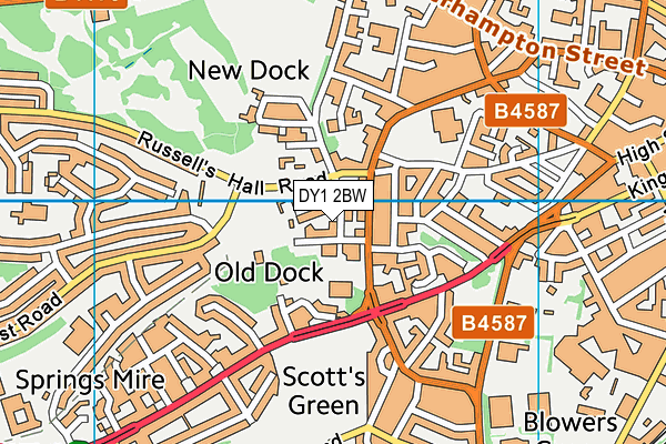 DY1 2BW map - OS VectorMap District (Ordnance Survey) DY1 2BW map - OS VectorMap District (Ordnance Survey)