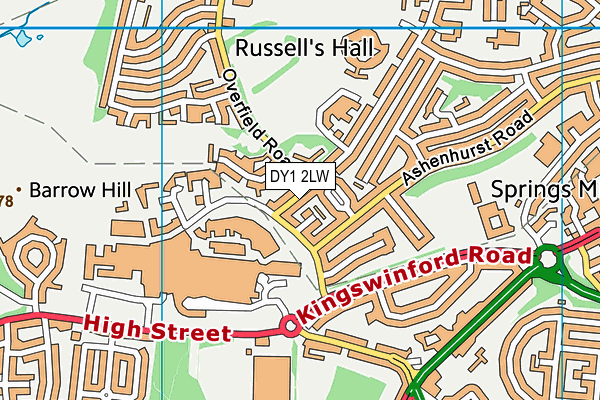 DY1 2LW map - OS VectorMap District (Ordnance Survey) DY1 2LW map - OS VectorMap District (Ordnance Survey)