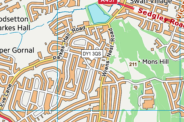DY1 3QS map - OS VectorMap District (Ordnance Survey) DY1 3QS map - OS VectorMap District (Ordnance Survey)