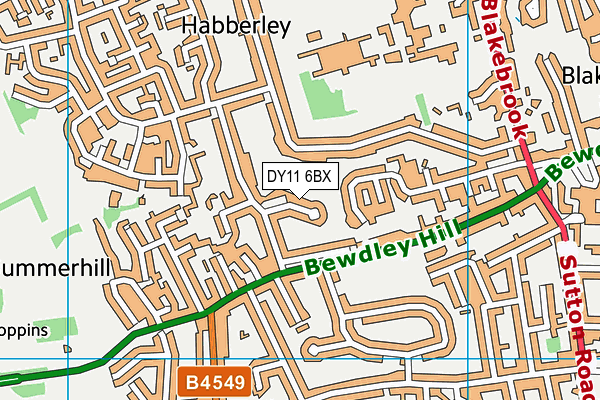 DY11 6BX map - OS VectorMap District (Ordnance Survey)