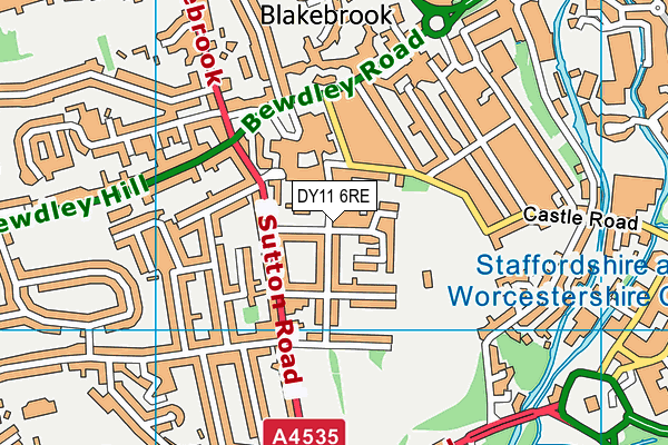 DY11 6RE map - OS VectorMap District (Ordnance Survey)