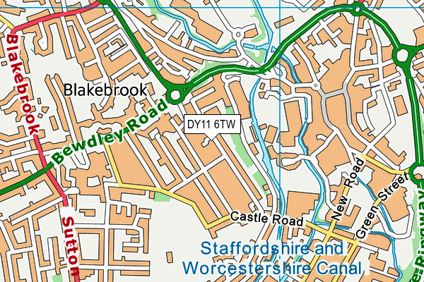DY11 6TW map - OS VectorMap District (Ordnance Survey)