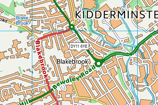 DY11 6YE map - OS VectorMap District (Ordnance Survey)