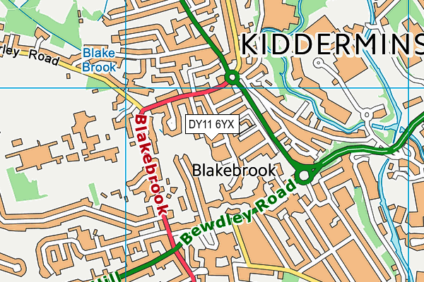 DY11 6YX map - OS VectorMap District (Ordnance Survey)