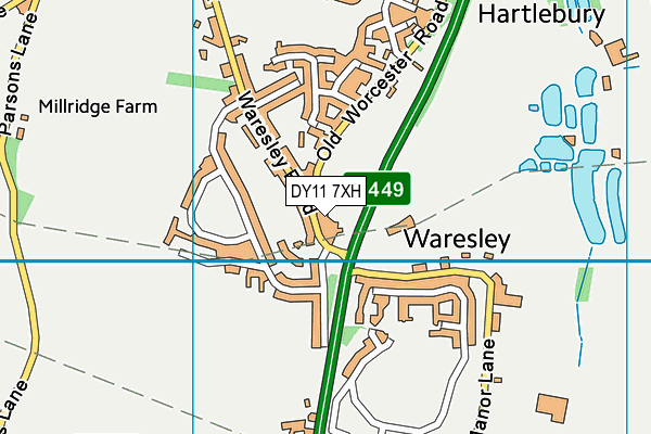 DY11 7XH map - OS VectorMap District (Ordnance Survey)