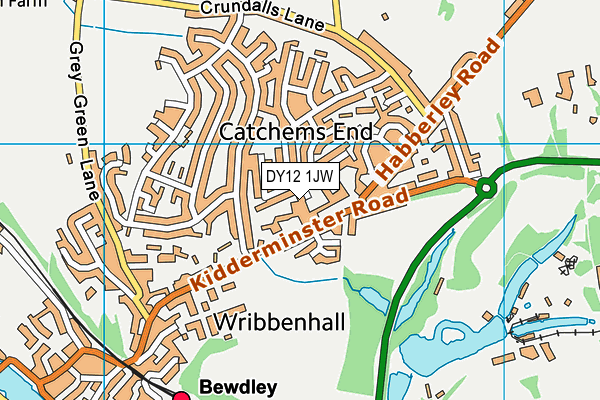 DY12 1JW map - OS VectorMap District (Ordnance Survey)