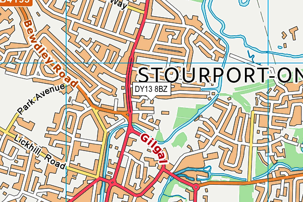DY13 8BZ map - OS VectorMap District (Ordnance Survey)