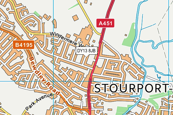 DY13 8JB map - OS VectorMap District (Ordnance Survey)