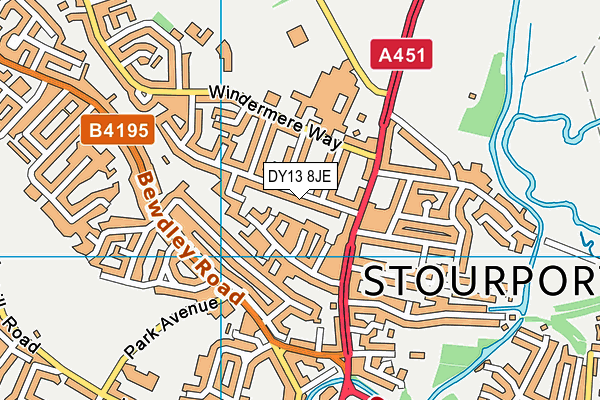 DY13 8JE map - OS VectorMap District (Ordnance Survey) DY13 8JE map - OS VectorMap District (Ordnance Survey)