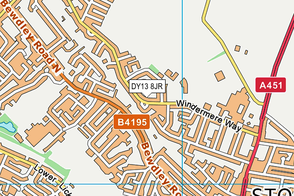 DY13 8JR map - OS VectorMap District (Ordnance Survey) DY13 8JR map - OS VectorMap District (Ordnance Survey)