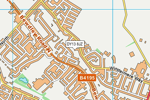 DY13 8JZ map - OS VectorMap District (Ordnance Survey) DY13 8JZ map - OS VectorMap District (Ordnance Survey)