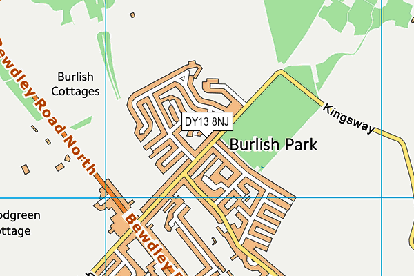 DY13 8NJ map - OS VectorMap District (Ordnance Survey)
