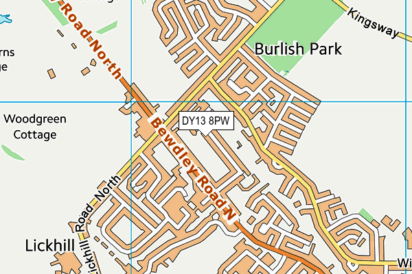 DY13 8PW map - OS VectorMap District (Ordnance Survey) DY13 8PW map - OS VectorMap District (Ordnance Survey)