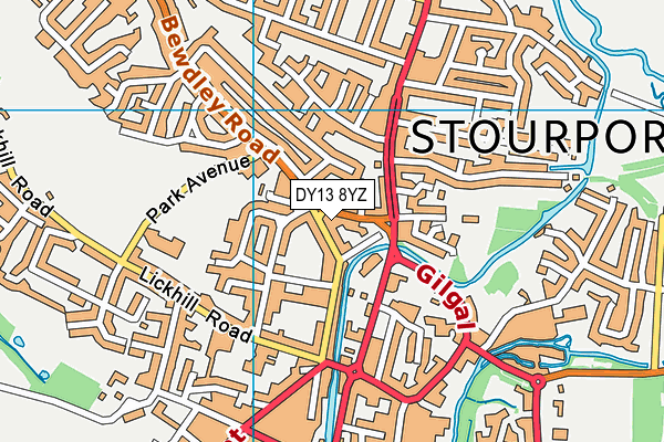 DY13 8YZ map - OS VectorMap District (Ordnance Survey) DY13 8YZ map - OS VectorMap District (Ordnance Survey)