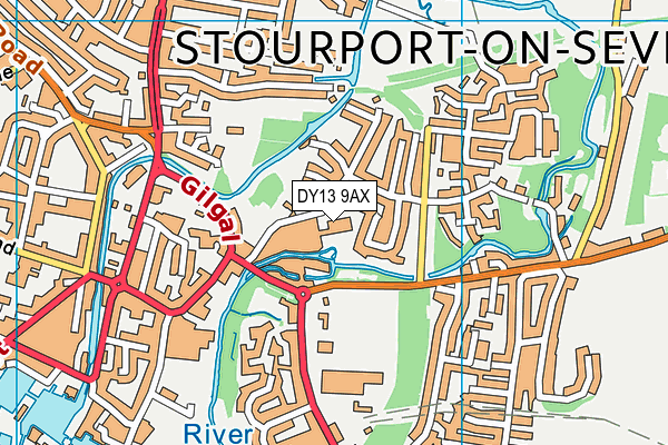 DY13 9AX map - OS VectorMap District (Ordnance Survey)