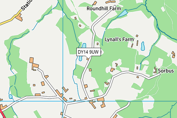 DY14 9UW map - OS VectorMap District (Ordnance Survey)
