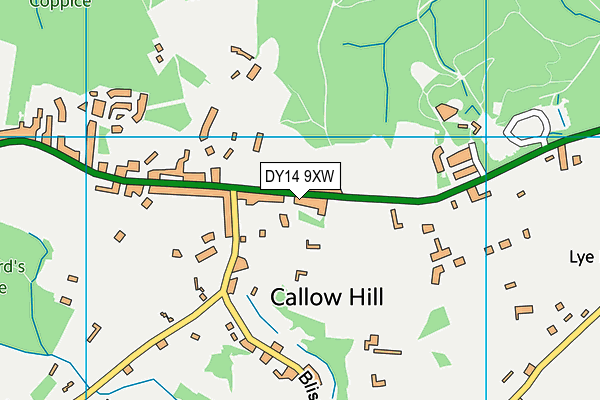 DY14 9XW map - OS VectorMap District (Ordnance Survey)