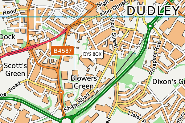DY2 8QX map - OS VectorMap District (Ordnance Survey)