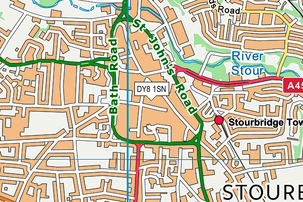 DY8 1SN map - OS VectorMap District (Ordnance Survey) DY8 1SN map - OS VectorMap District (Ordnance Survey)