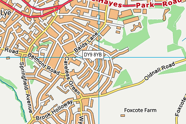 DY9 8YB map - OS VectorMap District (Ordnance Survey)