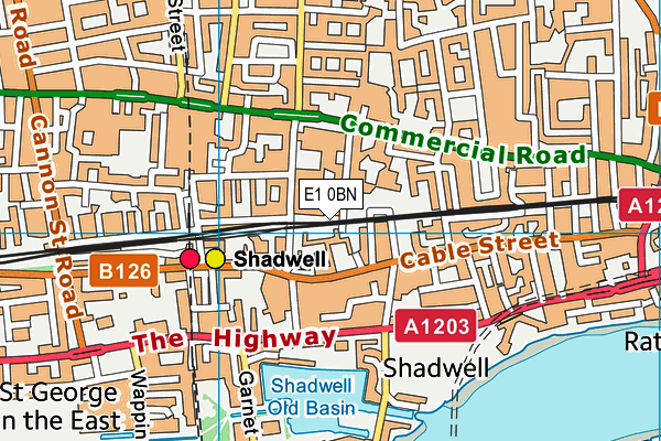 E1 0BN map - OS VectorMap District (Ordnance Survey)