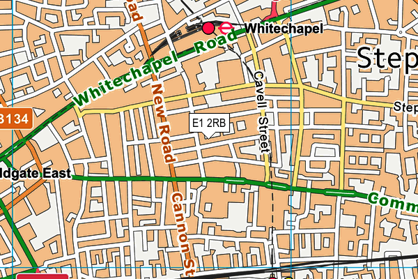 E1 2RB map - OS VectorMap District (Ordnance Survey)