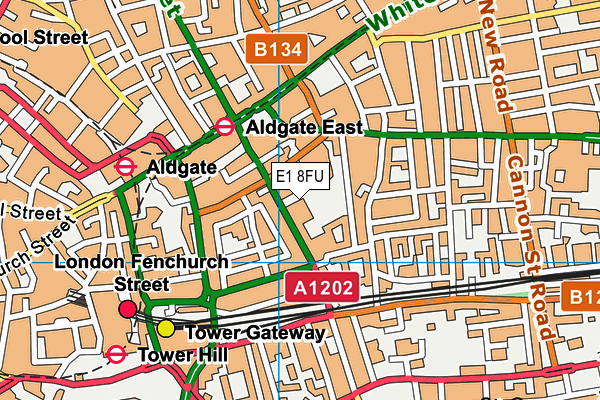 E1 8FU map - OS VectorMap District (Ordnance Survey)