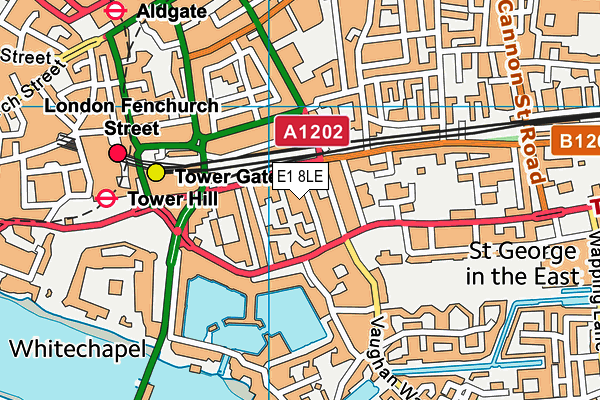 E1 8LE map - OS VectorMap District (Ordnance Survey)