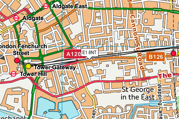 E1 8NT map - OS VectorMap District (Ordnance Survey)