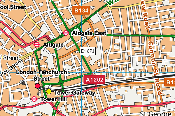 E1 8PJ map - OS VectorMap District (Ordnance Survey)