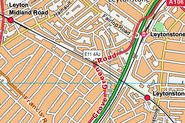 E11 4AJ map - OS VectorMap District (Ordnance Survey) E11 4AJ map - OS VectorMap District (Ordnance Survey)