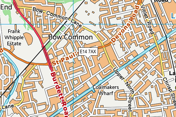 E14 7AX map - OS VectorMap District (Ordnance Survey)