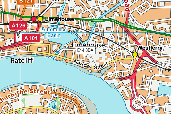 E14 8DA map - OS VectorMap District (Ordnance Survey)