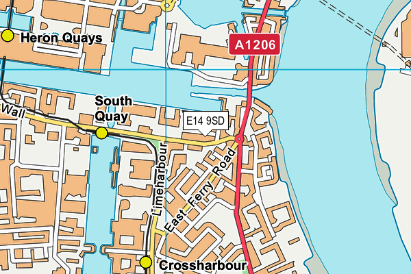 E14 9SD map - OS VectorMap District (Ordnance Survey)