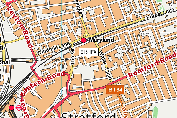 E15 1FA map - OS VectorMap District (Ordnance Survey) E15 1FA map - OS VectorMap District (Ordnance Survey)
