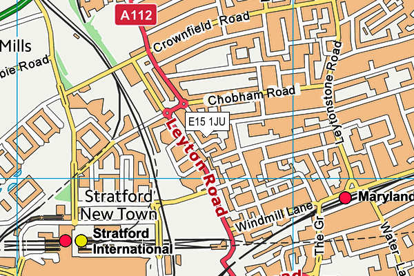 E15 1JU map - OS VectorMap District (Ordnance Survey)