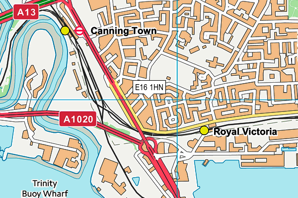 E16 1HN map - OS VectorMap District (Ordnance Survey)