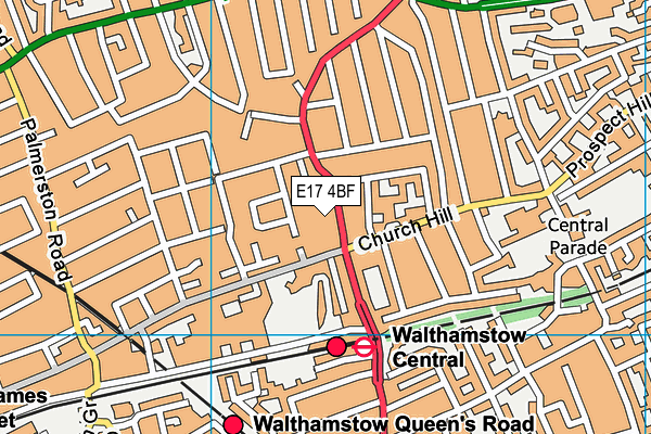 E17 4BF map - OS VectorMap District (Ordnance Survey)