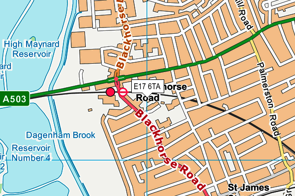E17 6TA map - OS VectorMap District (Ordnance Survey)