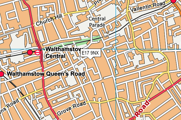 E17 9NX map - OS VectorMap District (Ordnance Survey)
